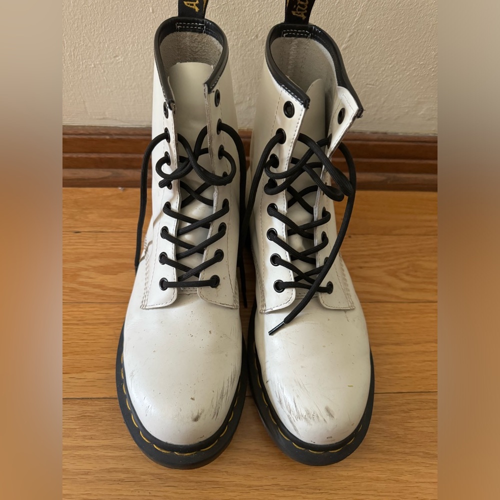 Dr. Martens White Leather Boots